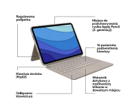 Logitech Combo Touch iPad Pro 11" (1., 2., 3 i 4 gen) piaskowy - 678732 - zdjęcie 12